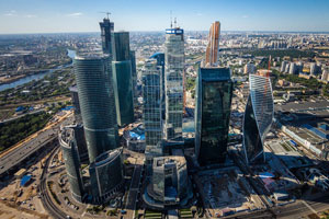 Москва-Сити с высоты полета коптера
